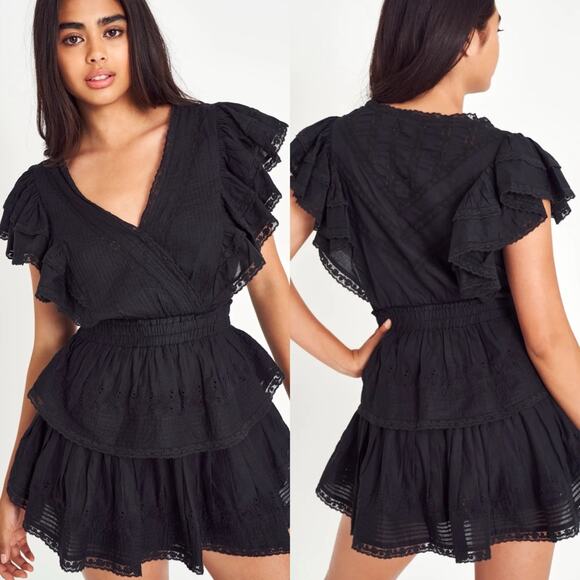 Loveshackfancy Gwen Mini Dress in Black - Picture 1 of 2